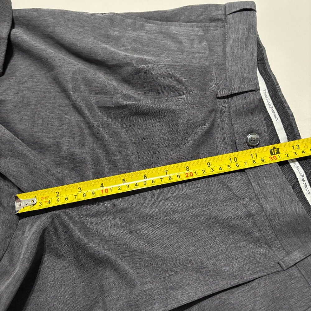 Perry Ellis Portfolio Dress Pants‎ 38x30 Heather Gray Pleated Cuffed Classic Fit - Picture 9 of 10